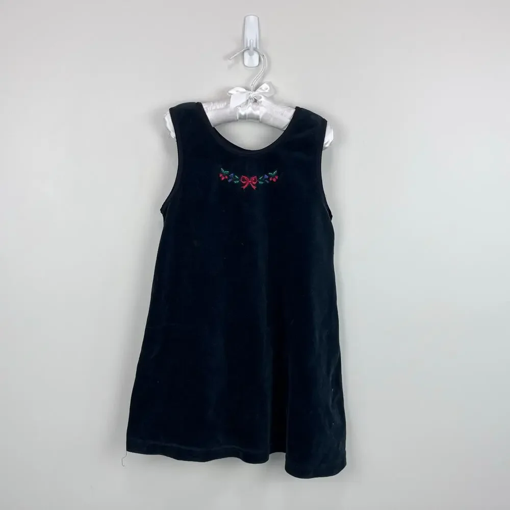 Vintage OshKosh B'gosh Black Velour Jumper Dress 5T USA